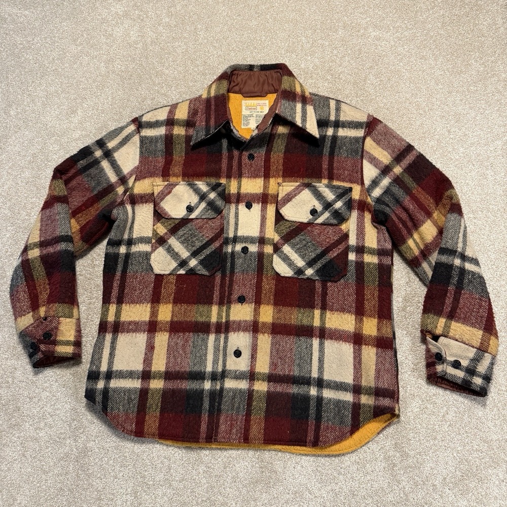 Vtg 70s Cranbrook Heavyweight Flannel Plaid Shirt Shacket Men's  Wool Blend Sz M